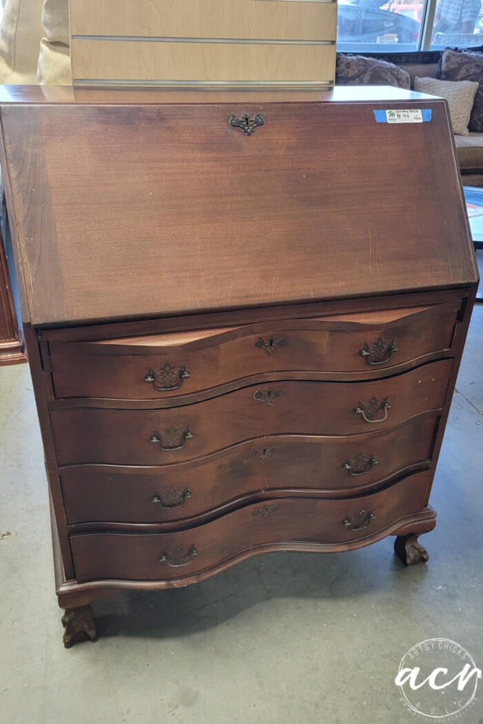 dark stained secretary desk