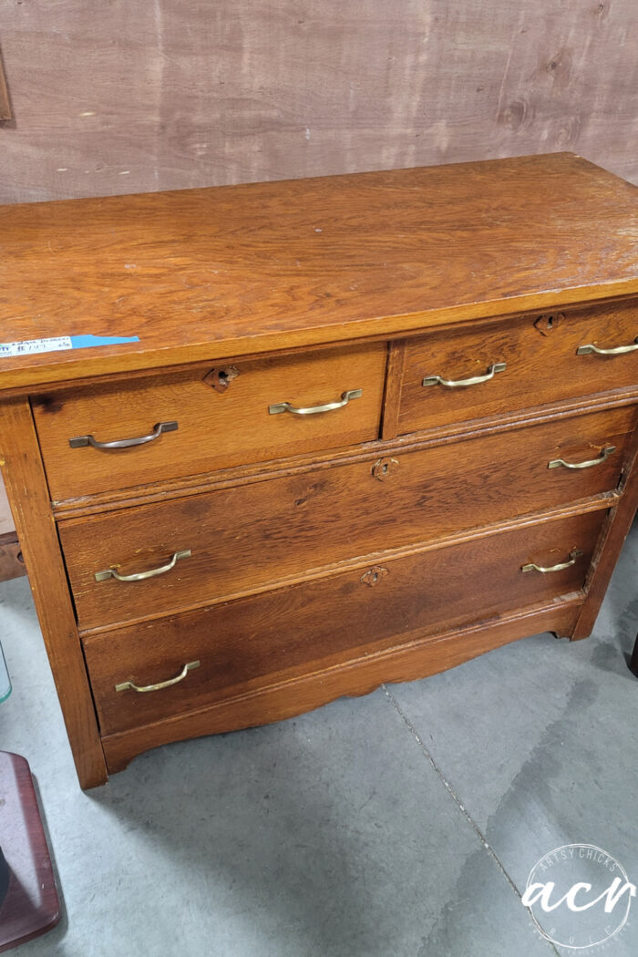 orangey stained dresser