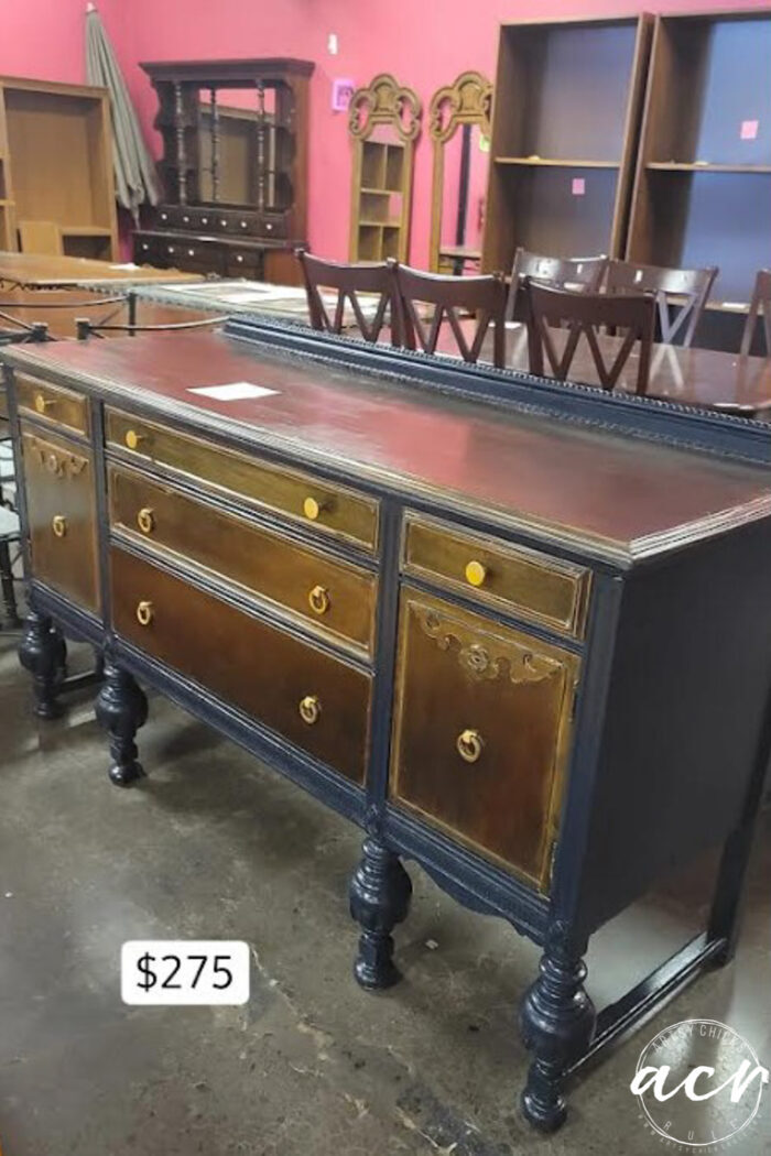 antique navy and stained buffet