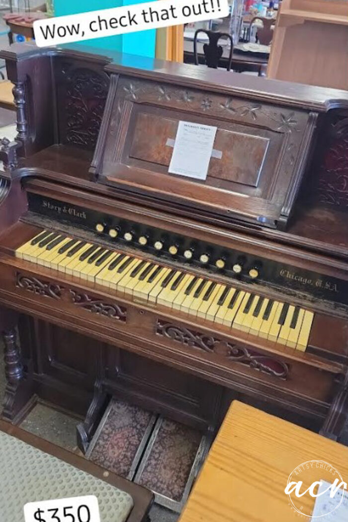 antique ornate wood organ