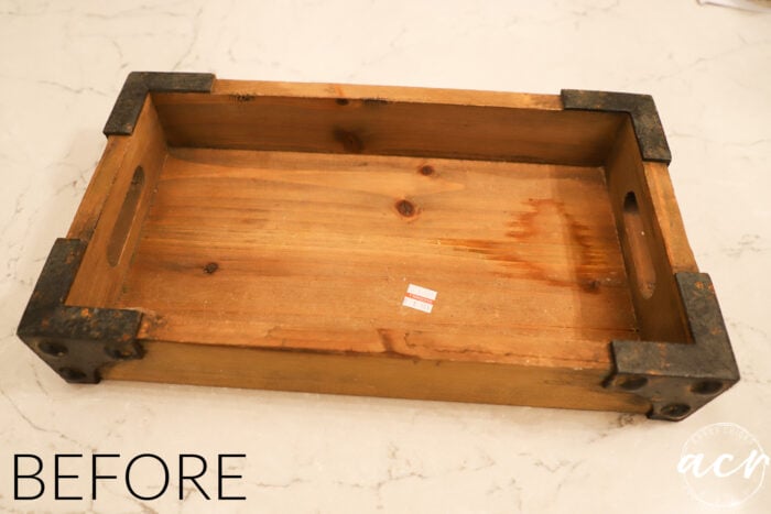wood tray with metal edges