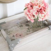 Wood and Metal Tray Makeover (napkin decoupage)