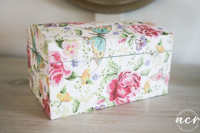 close up of floral box