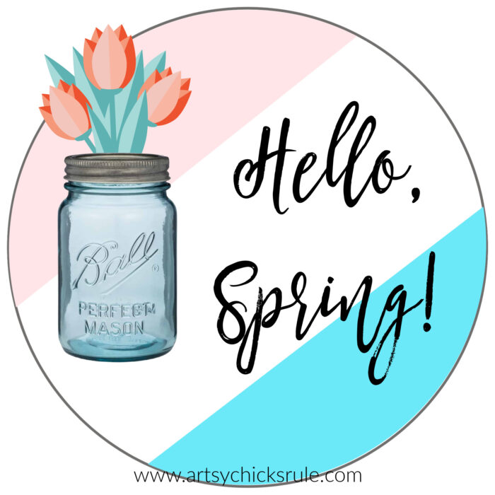 blue and pink hello spring printable