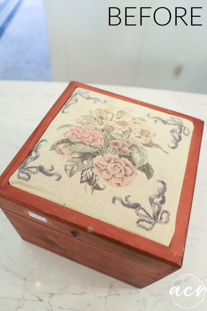 fabric top of wood box