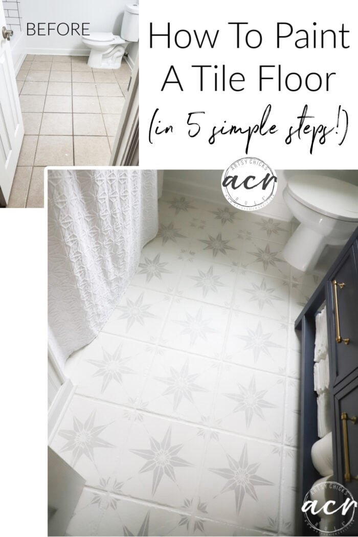How to paint a tile floor in 5 simple steps!! Easier than you think! artsychicksrule.com