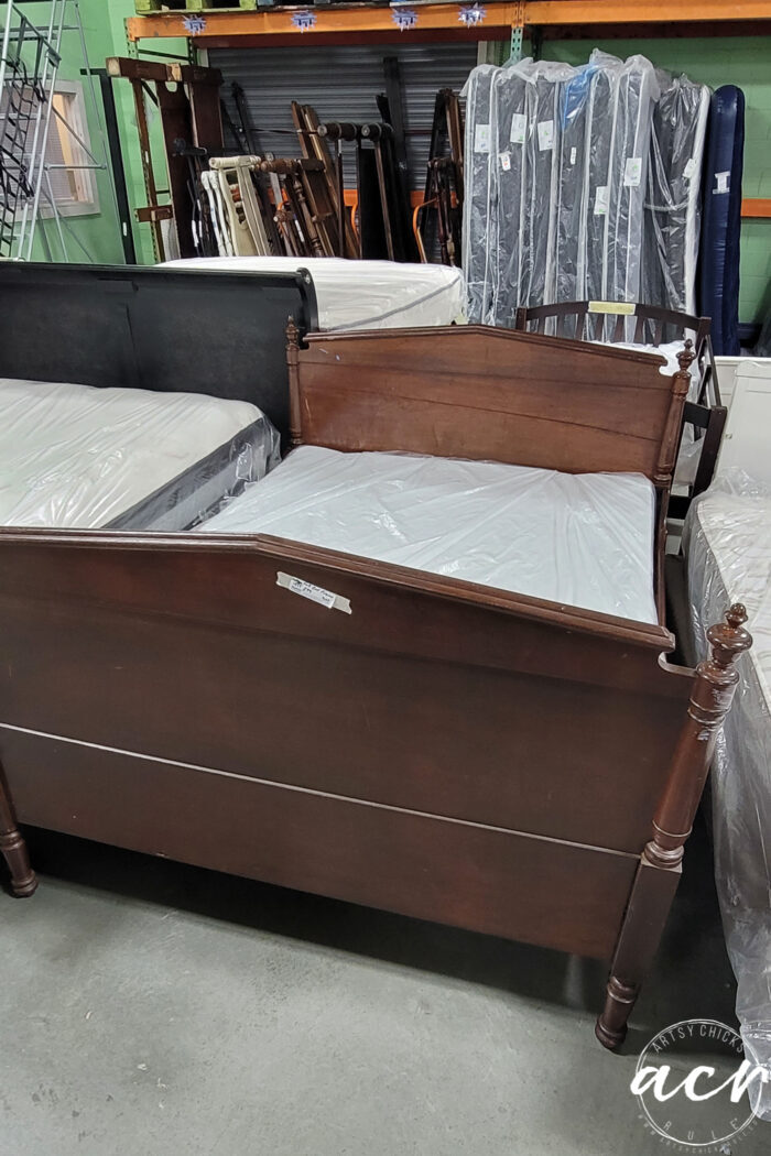 antique wood bed headboard footboard