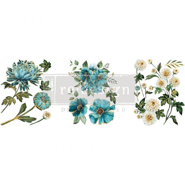 blå og hvite antikke blomster