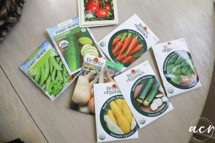 seed packets on table