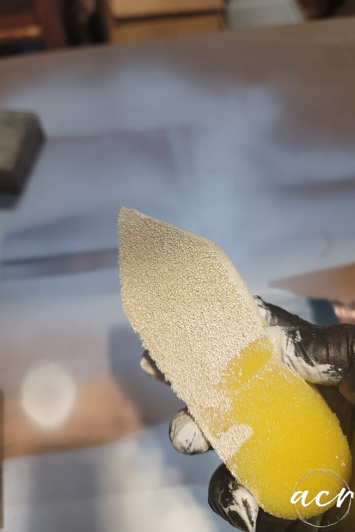 yellow sponge with white paint