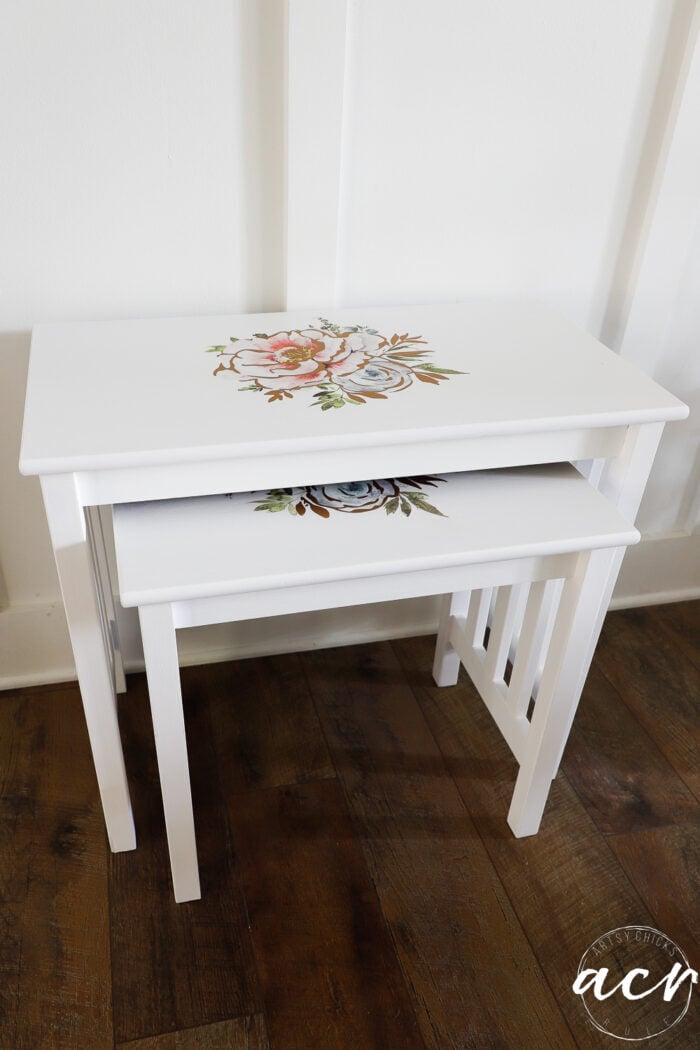 white nesting tables nested