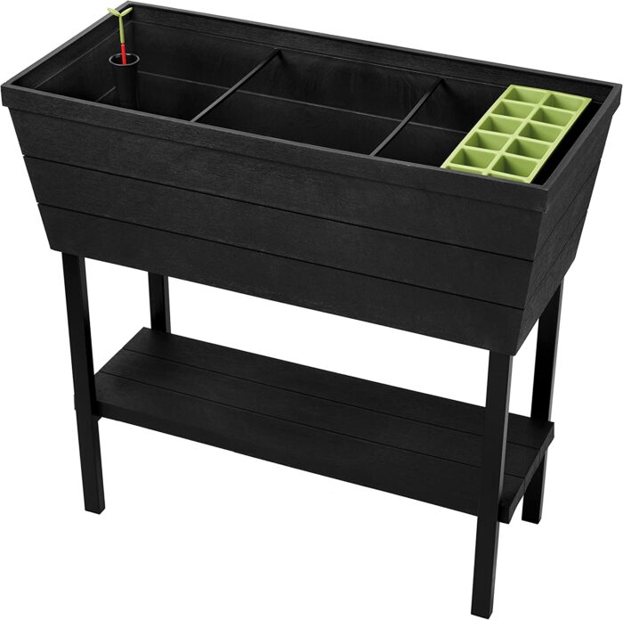 black plastic garden bed