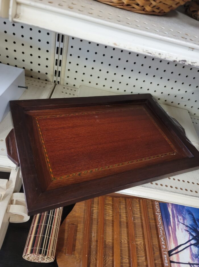 brown wood tray