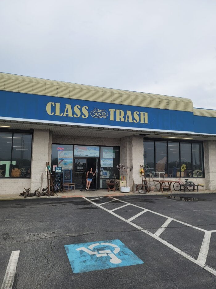 front of the class and trash store