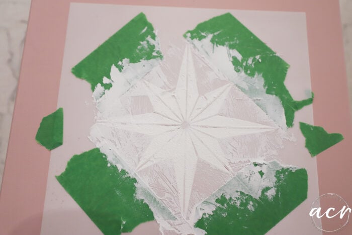 star stencil with wiped fiber paste