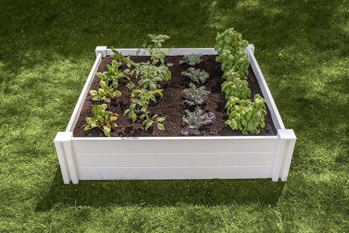 white vinyl raised bed