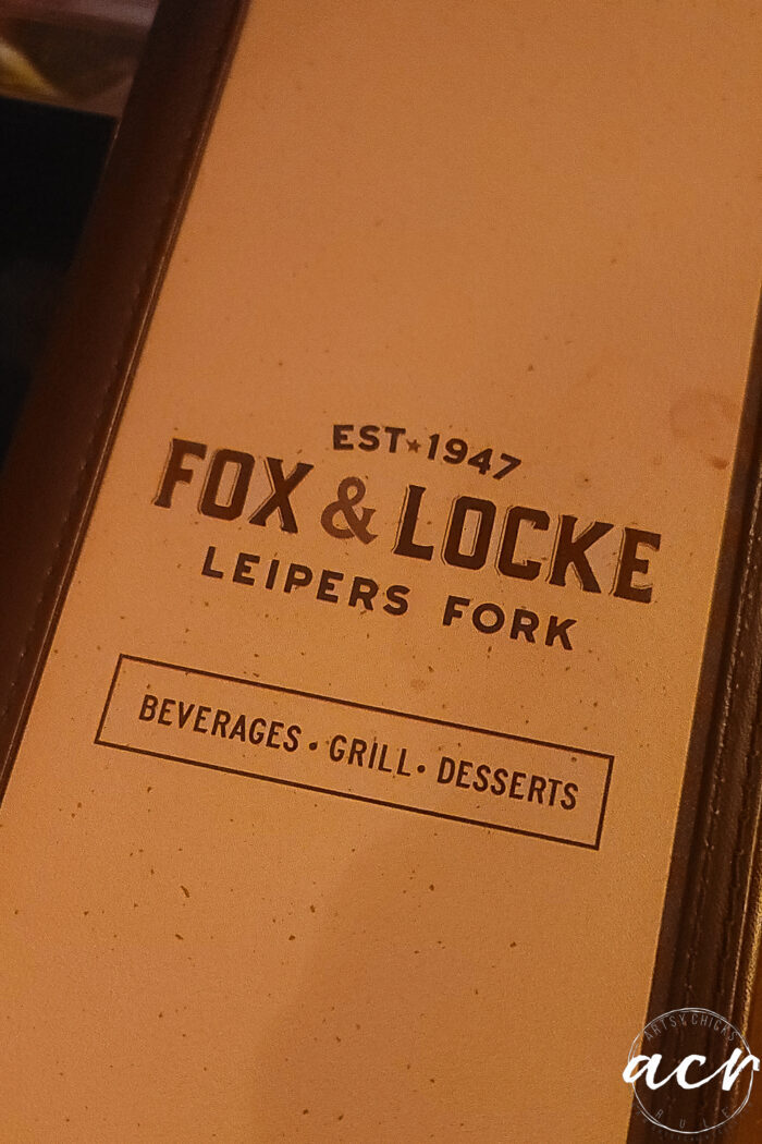 fox & locke menu