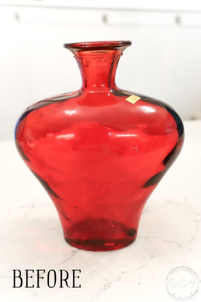 Red clear vase