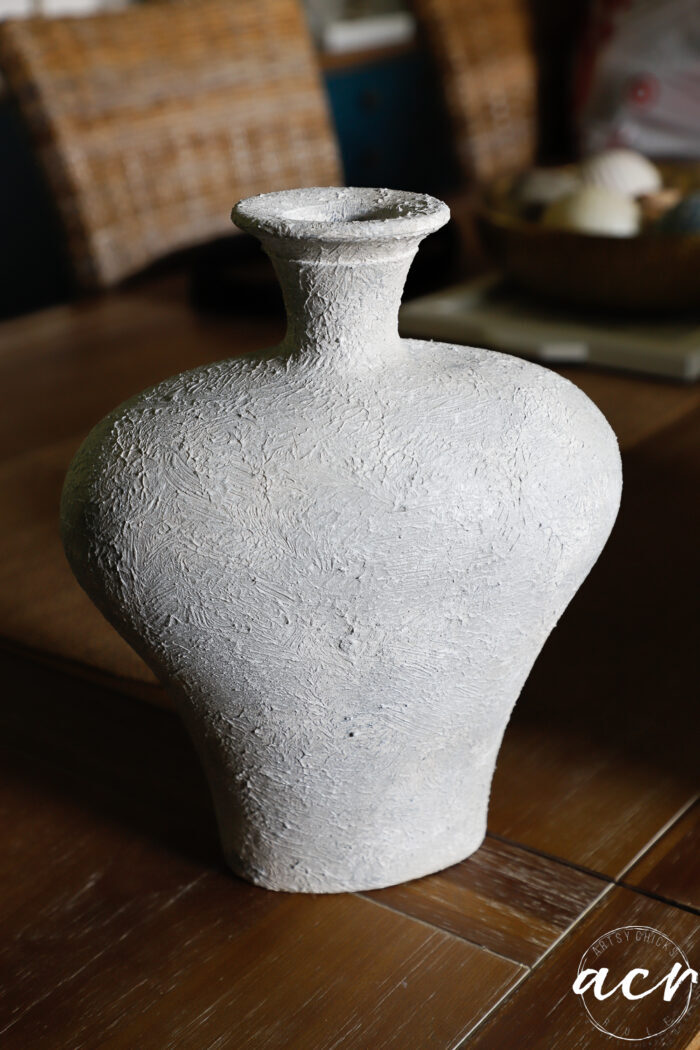 up close of vase on wood table