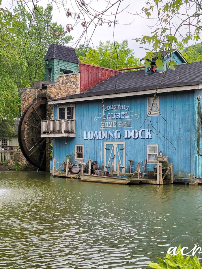 aqua barn and water wheel in water