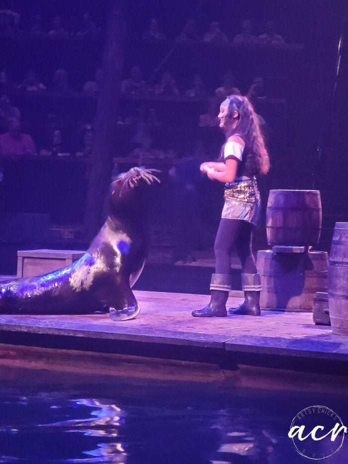 seal with lady in show