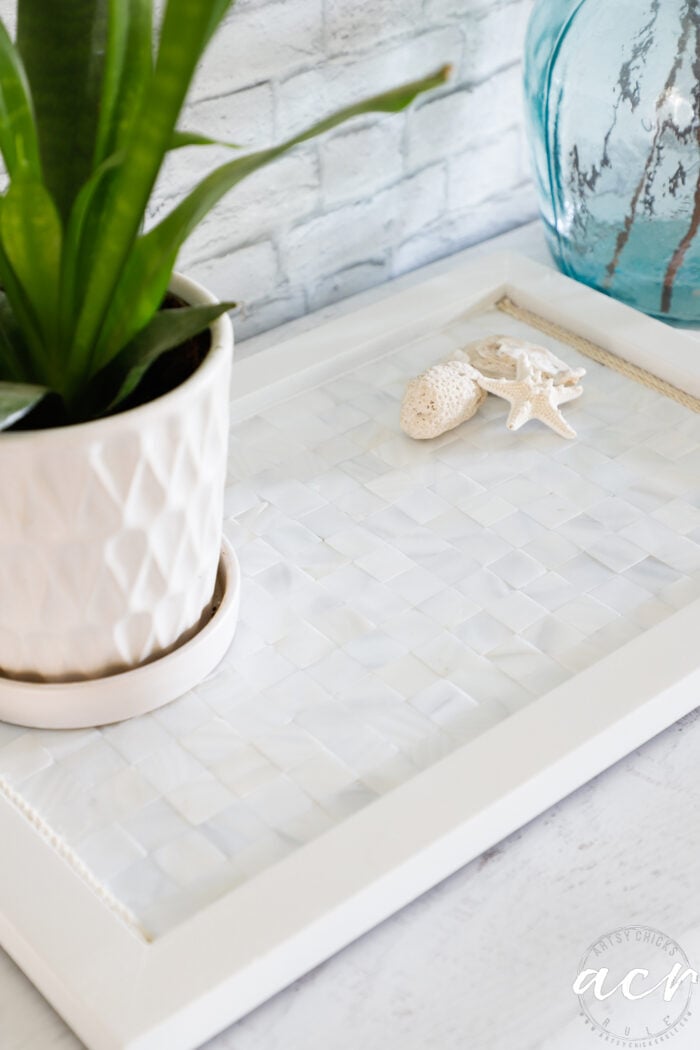 pretty white tray with tile