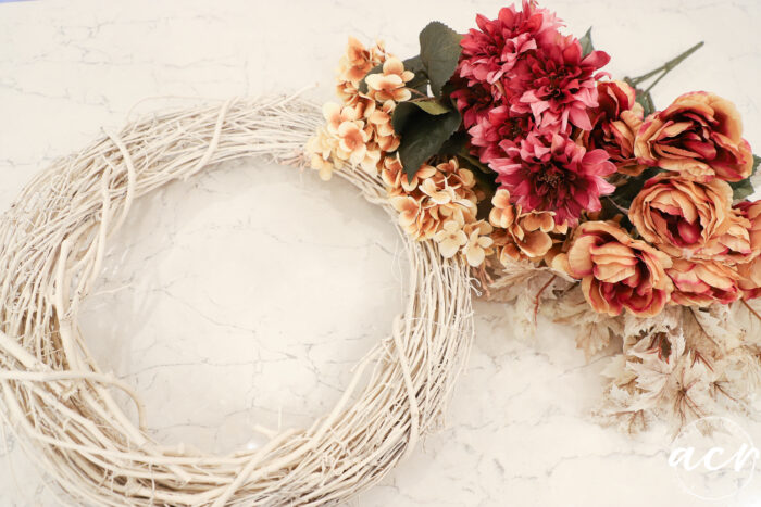 ivory twig wreath florals