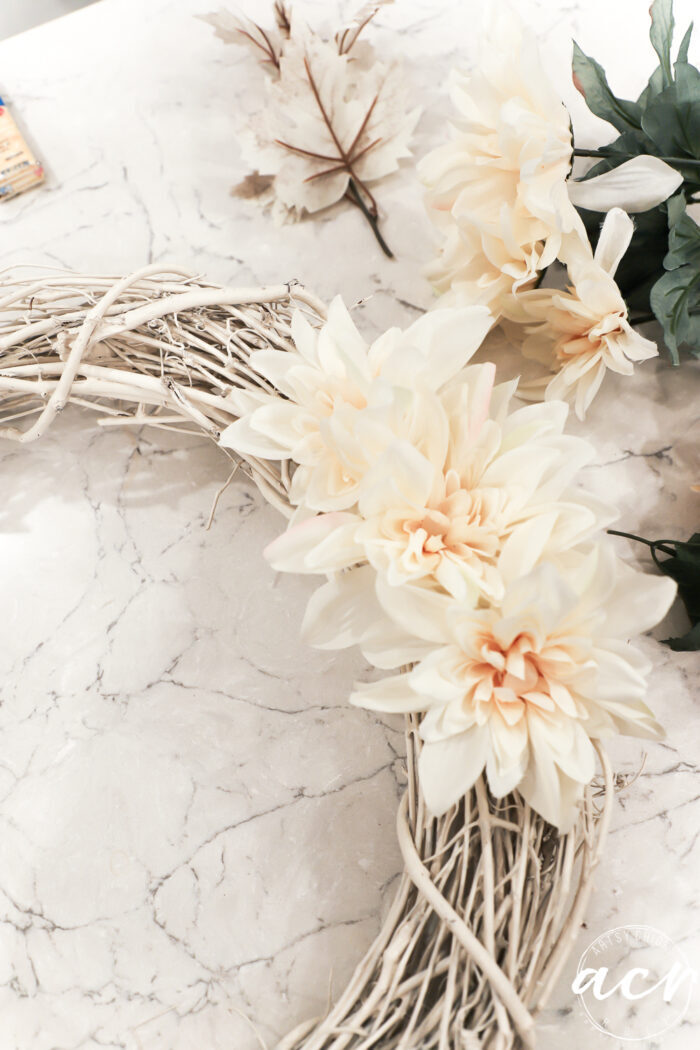 white florals on ivory wreath