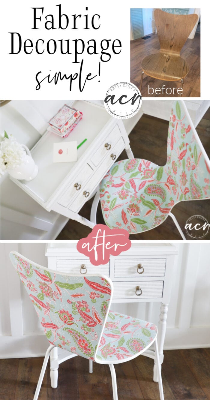 How To Decoupage Chair With Fabric Artsy Chicks Rule®