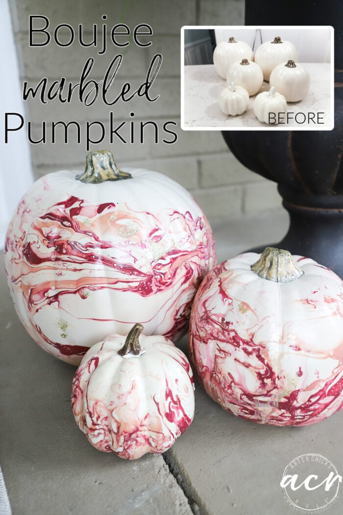 Make these boujee marbled pumpkins, so easy with nail polish!! artsychicksrule.com