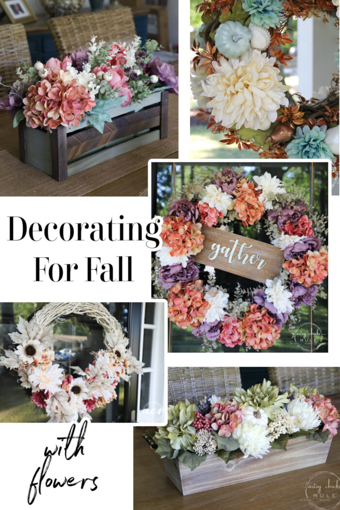 Bringing in some "happy" by decorating for fall with flowers. Add some color and blooms to your decor even though leaves are falling outside! artsychicksrule.com