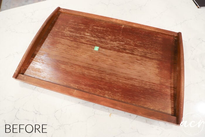 scratched and worn wood tray