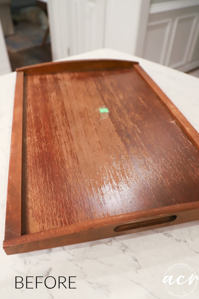 old wood tray with reddish wood