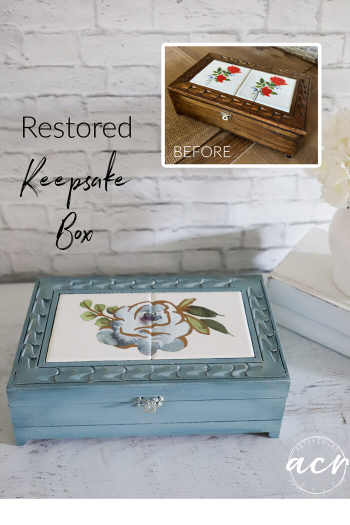 Restored keepsake box to store all kinds of goodies! Easy with paint, transfers and fabric! artsychicksrule.com