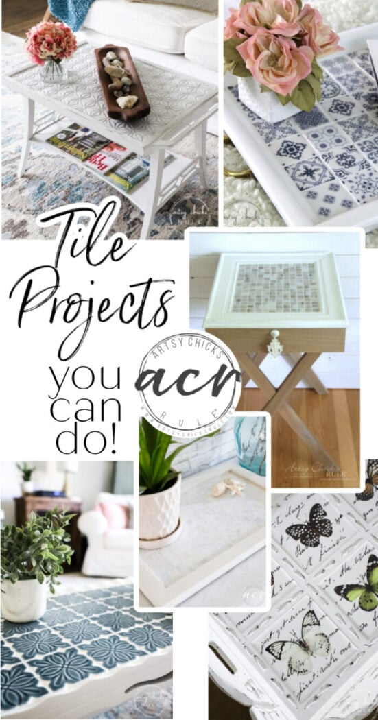 Tiled projects (and makeovers) you can do!  Kick those makeover projects up a notch by adding tile!  artsychicksrule.com