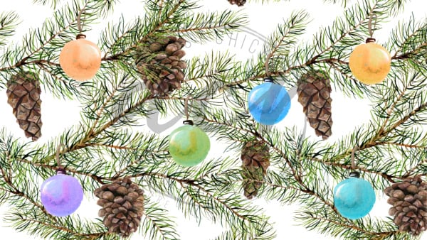 pine cones and ornaments