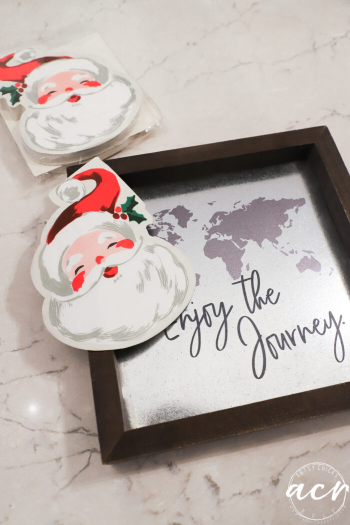 small sign before with santa napkins