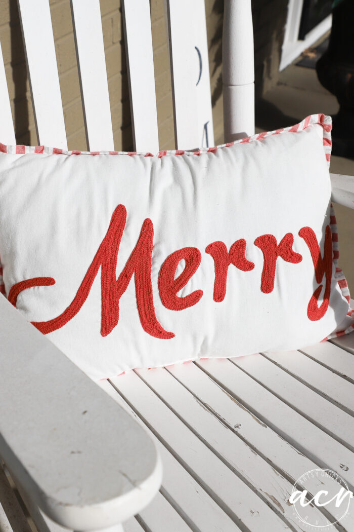 merry pillow in rocker