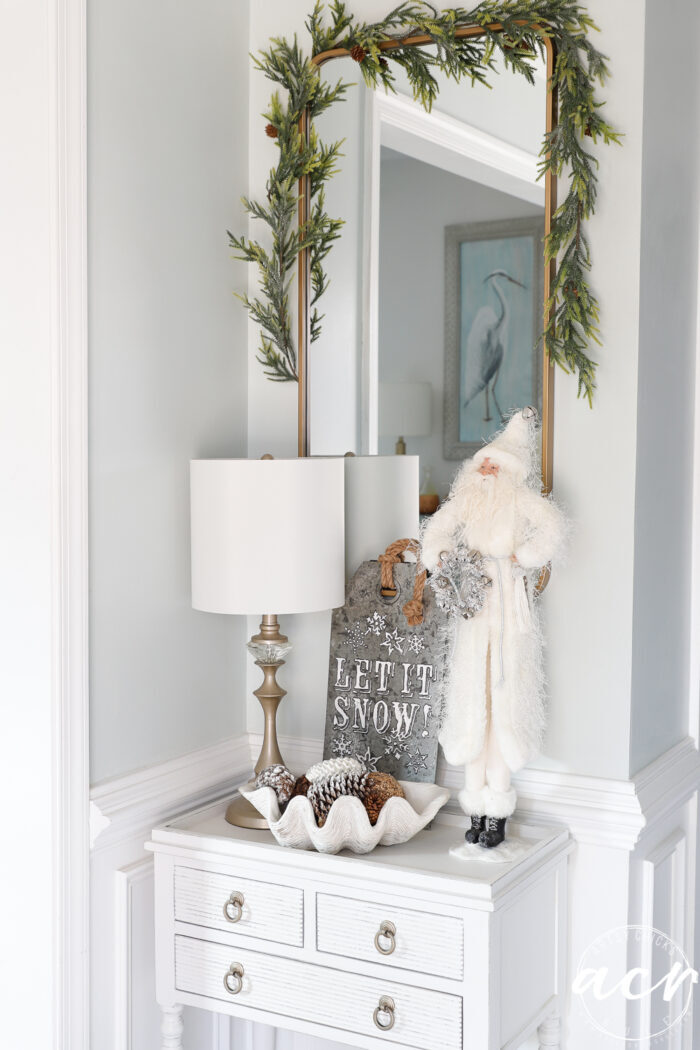 greenery on foyer mirror