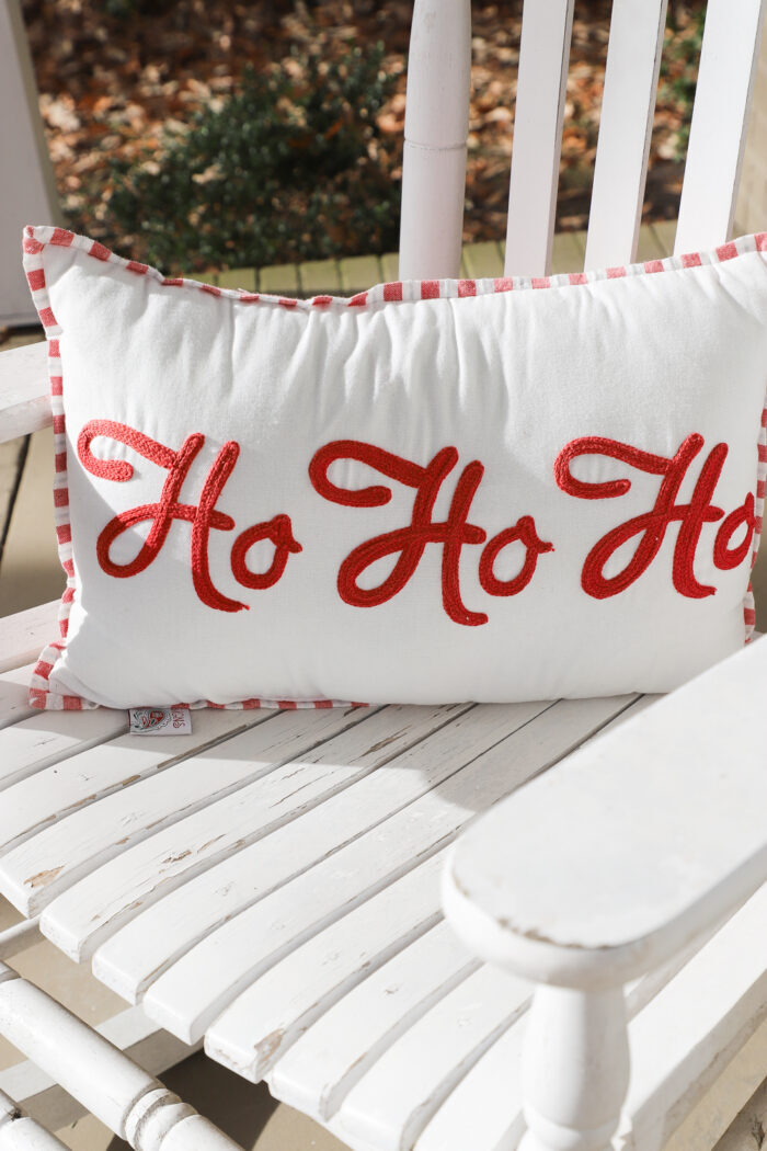ho ho ho pillow in white rocker