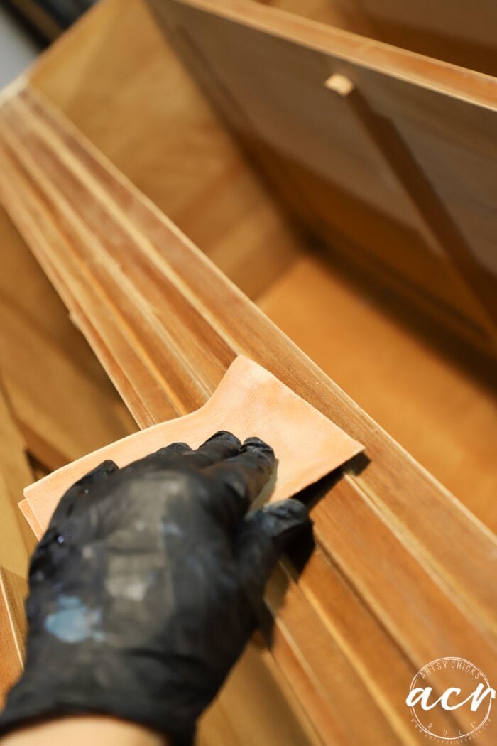 scuff sanding the dresser