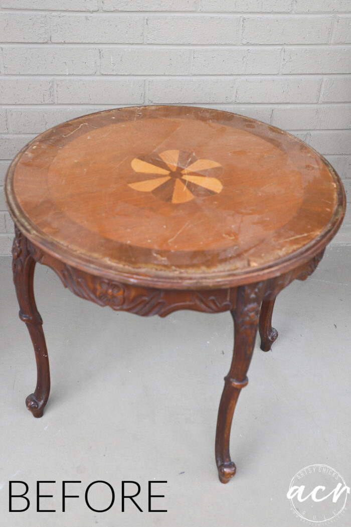 wood round side table