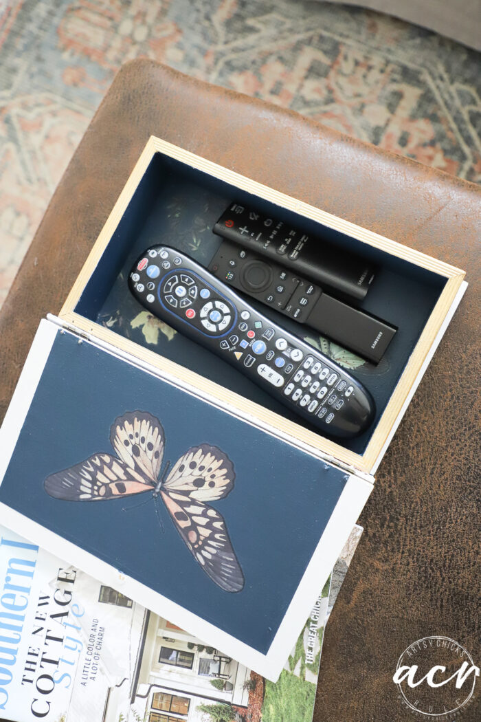 remote controls in hidden book storage