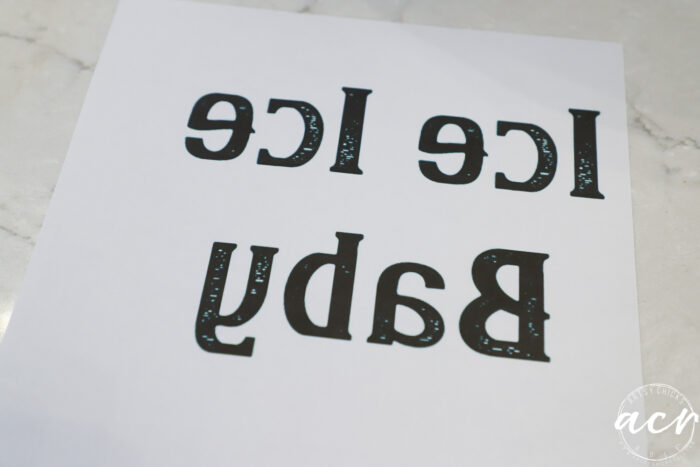 paper with reversed lettering