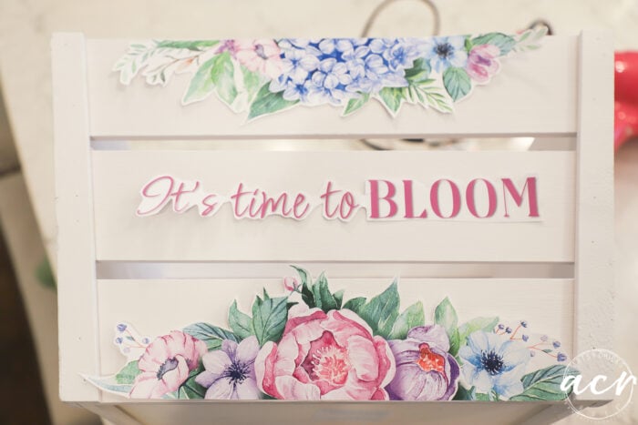 floral decoupage on wood box