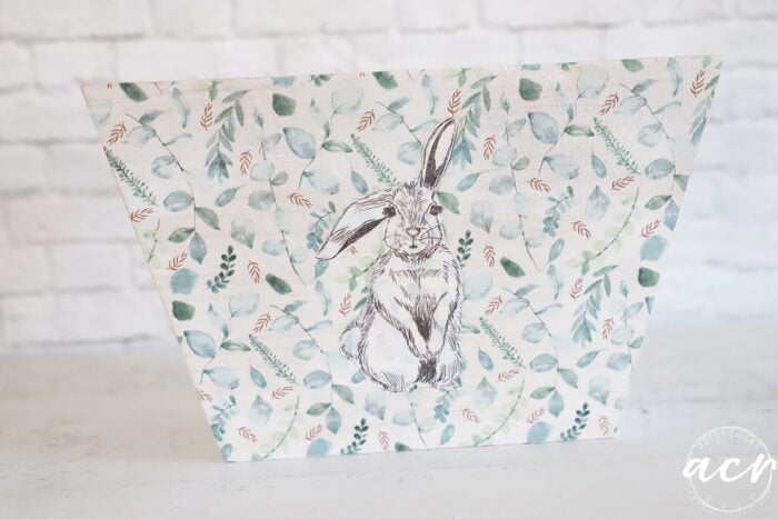 finished decoupage bunny wood box