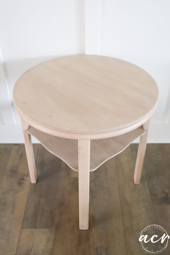 bleached wood round table