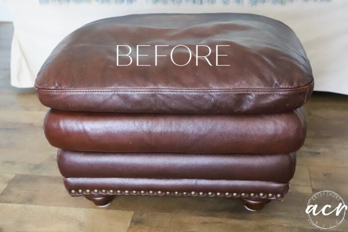 burgandy leather ottoman