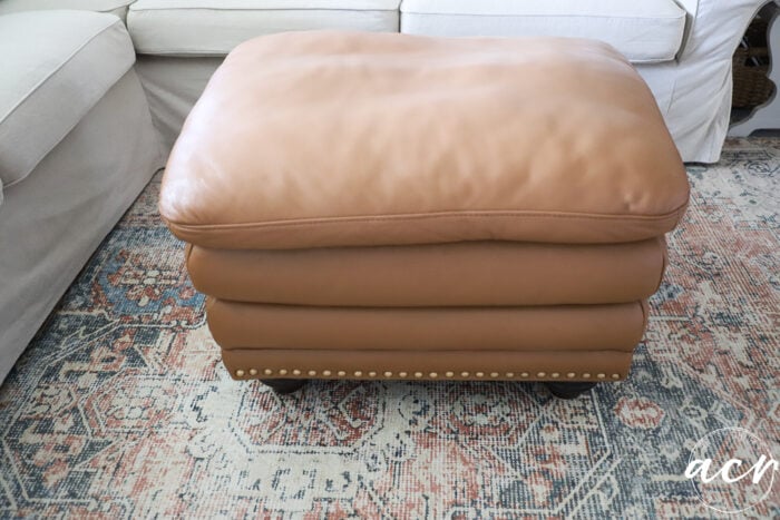 side and top view of ottoman in living room