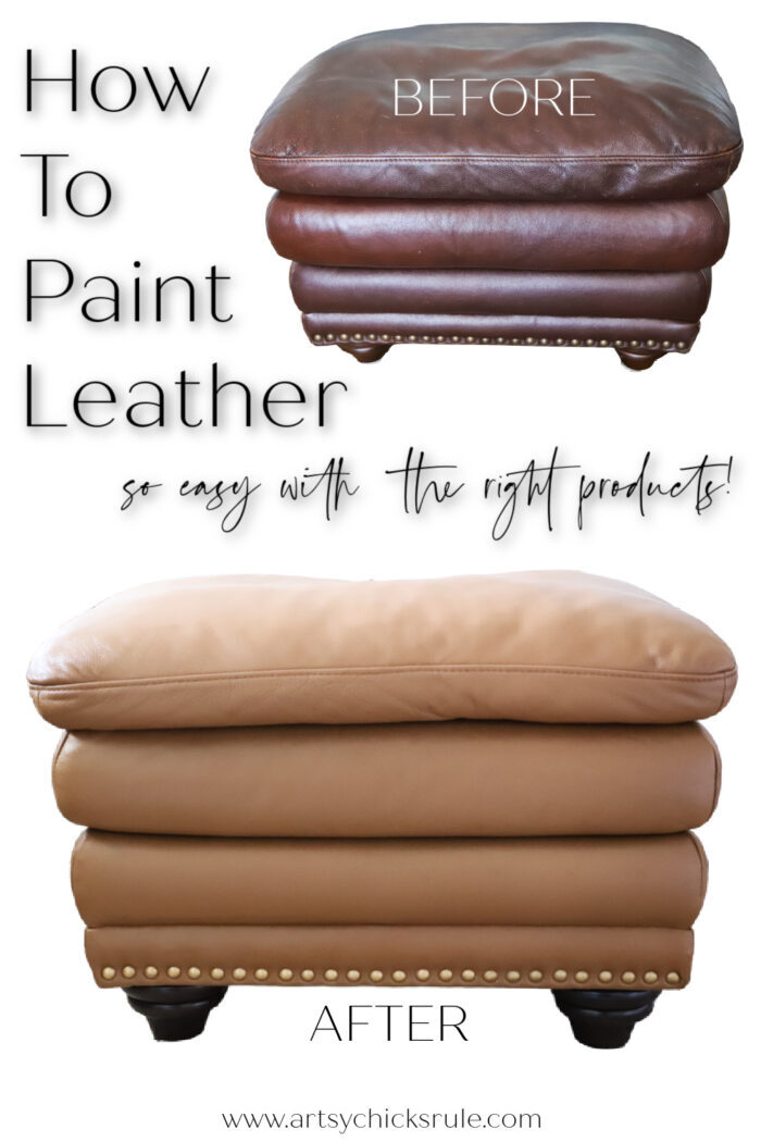 How to paint leather...furniture, shoes, whatever!! It's so much easier than you think...with the right products! artsychicksrule.com #paintedleather #paintingleather